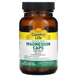 Country Life, Target-Mins, Magnesium Caps with Silica, 300 mg, 60 Vegan Capsules