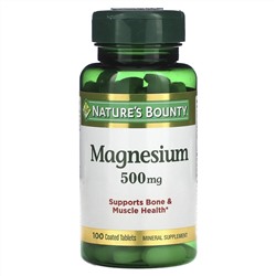 Nature's Bounty, Magnesium, 500 mg, 100 Coated Tablets