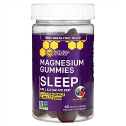 Natural Stacks, Magnesium Gummies, Sleep, Mixed Berry, 60 Vegan Gummies