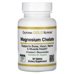 California Gold Nutrition, Magnesium Chelate, 210 mg, 90 Tablets (105 mg per Tablet )