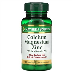 Nature's Bounty, Calcium Magnesium Zinc with Vitamin D3, 100 Coated Caplets