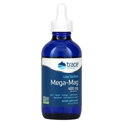 Trace Minerals ®, Low Sodium Mega-Mag, 400 mg, 4 fl oz (118 ml)