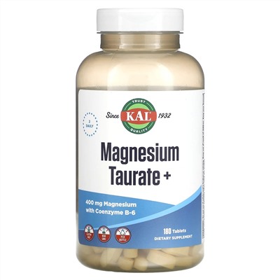 KAL, Magnesium Taurate +, 400 mg, 180 Tablets (200 mg per Tablet)