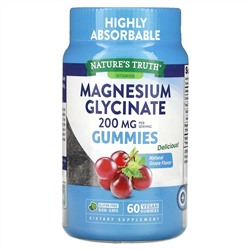 Nature's Truth, Magnesium Glycinate Gummies, Natural Grape, 200 mg, 60 Vegan Gummies (100 mg per Gummy)