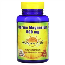 Nature's Life, Marine Magnesium, 500 mg, 100 Vegetarian Capsules (250 mg per Capsule)